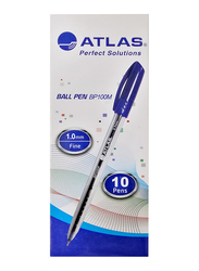 Atlas 10-Piece 1.0mm Medium Ballpoint Pens Set, BP100M, Blue