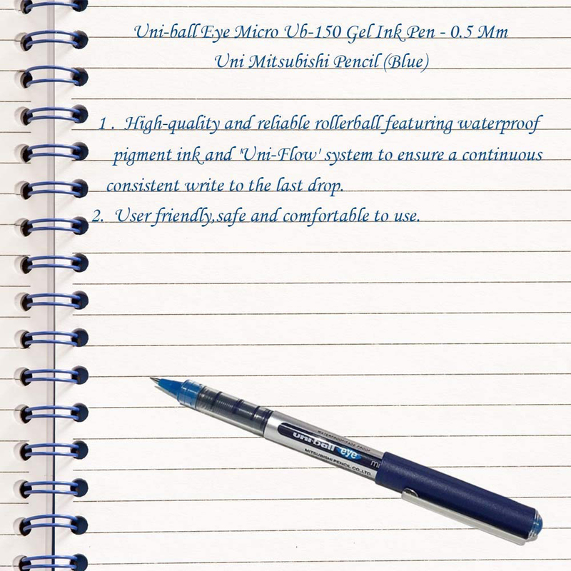 Uniball 3-Piece Eye Micro Rollerball Pen Set, 0.5mm, MI-UB150-BE-03-LSE, Blue
