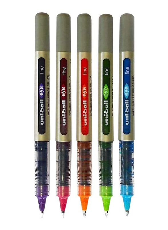 Uniball 5-Piece Eye Fine Rollerball Pen Tropical Set, 0.7mm, MI-UB157-05CL, Multicolor