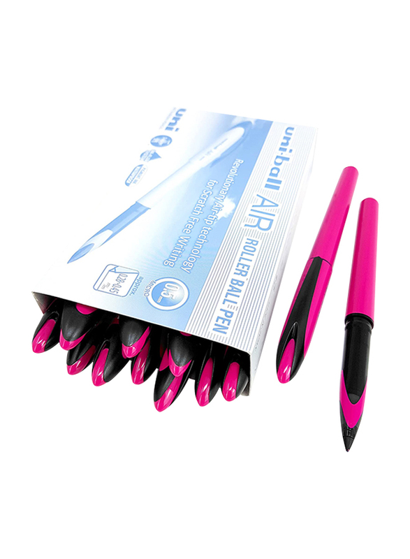 Uniball 12-Piece Air Micro Fine Rollerball Pen Set with Pink Barrel, 0.5mm, Blue