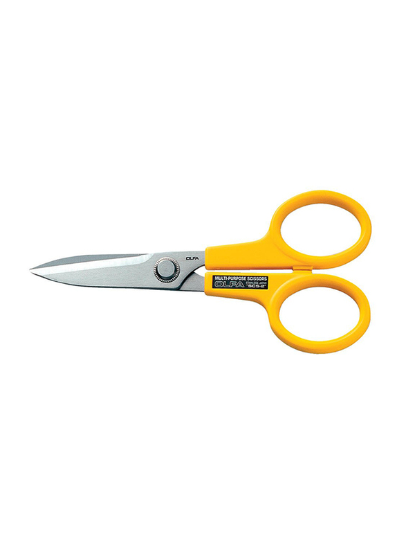 Olfa 7-Inch Stainless Steel Serrated Edge Scissor, 9766 SCS-2, Silver/Yellow