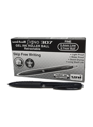 Uniball 12-Piece Signo Gel Ink Roller Ball Retractable Pen, 0.7mm Set, UMN-307, Black