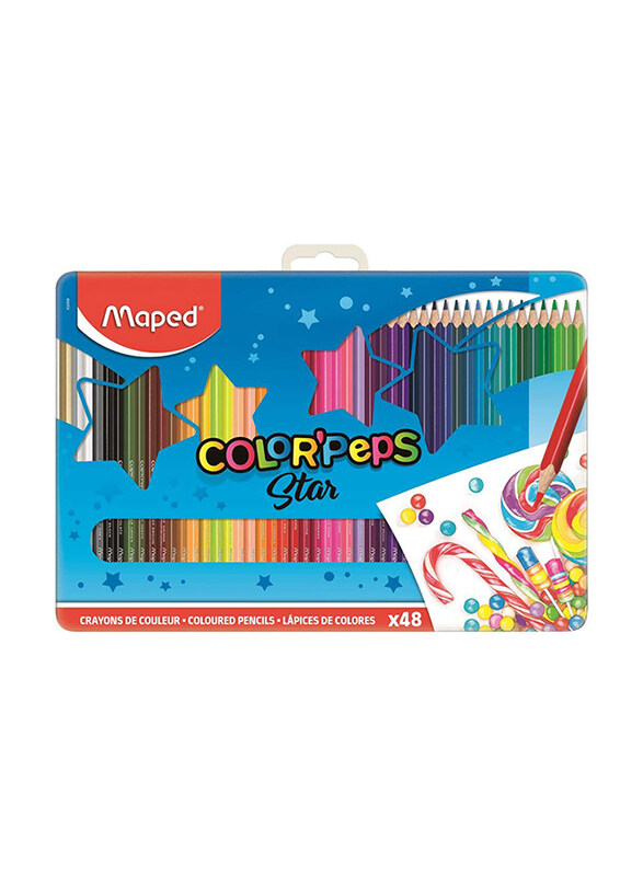 

Maped 48-Piece Color'Peps Star Colored Pencil Set in Metal Box, M832058, Multicolor