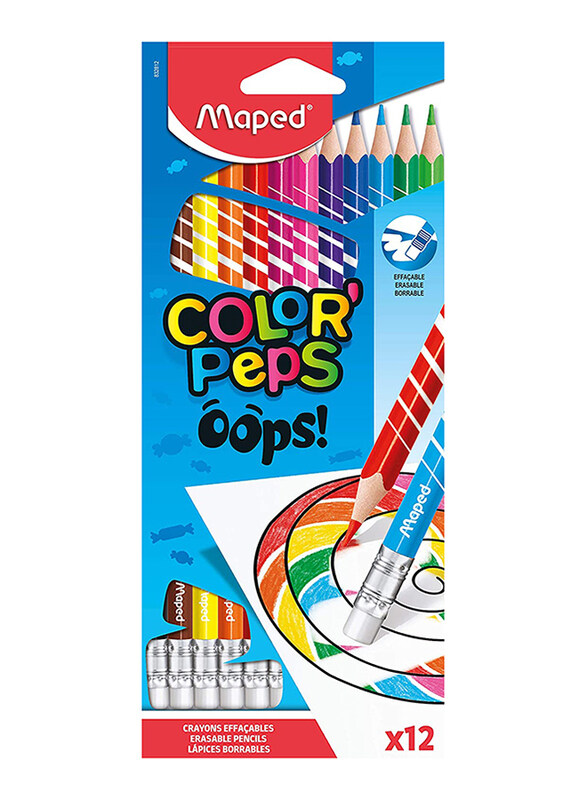 

Maped 12-Piece Color'Peps Erasable Colored Pencil Set, Multicolor