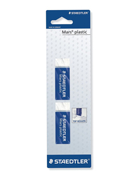 Staedtler Mars 526A 50A BK2D Plastic Eraser, Phthalate and Latex Free, 65 x 23 x 13mm, 2 Pieces, White