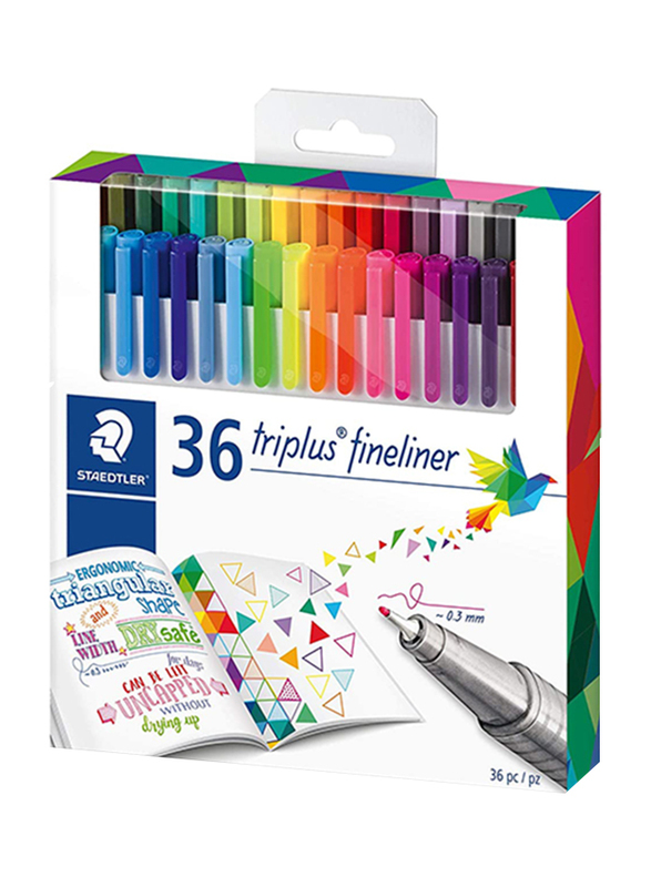 Staedtler 36-Piece Triplus Superfine Fineliner Pen Set, 0.3mm, Multicolor