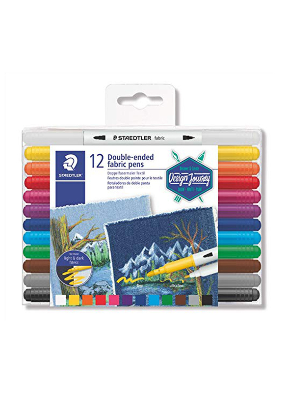 Staedtler Double Ended Fabric Markers, 12-Pieces, Multicolor