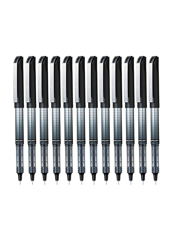 

Uniball 12-Piece Vision Needle Rollerball Pen Set, 0.5mm, MI-UB185S-BK, Black