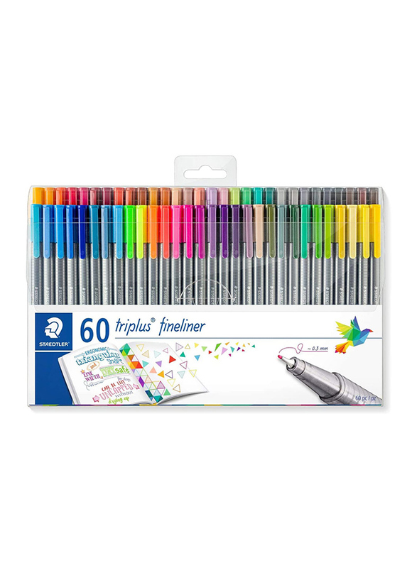 Staedtler Triples Fineliner 323 and 338 Pens, 60-Pieces, Multicolor