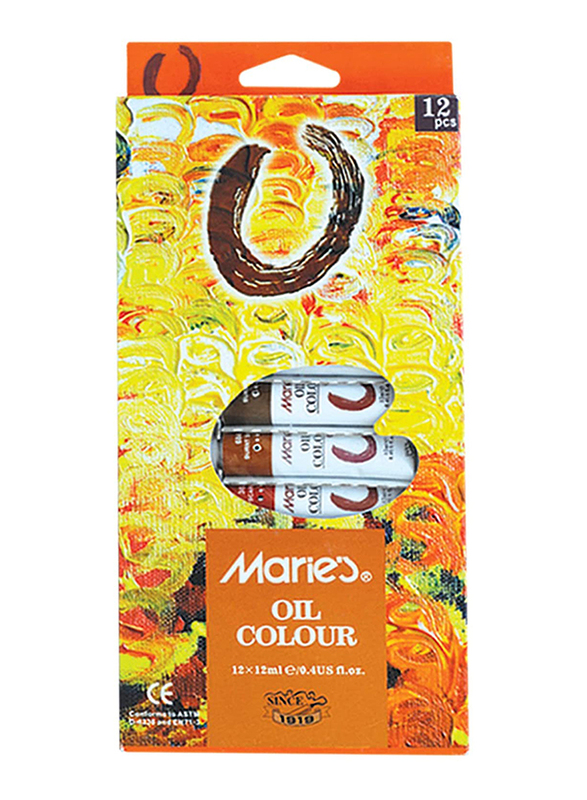 Maries Oil Color Set, 12 Pieces x 12 ml, Multicolor