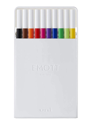 Uniball 10-Piece Emott Ever Fineliner Pen Set, 0.4mm, No.01, Multicolor