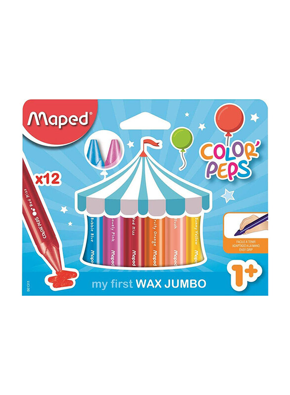 Maped 12-Piece Color'Peps Jumbo Triangular Colored Pencil Set, Multicolor