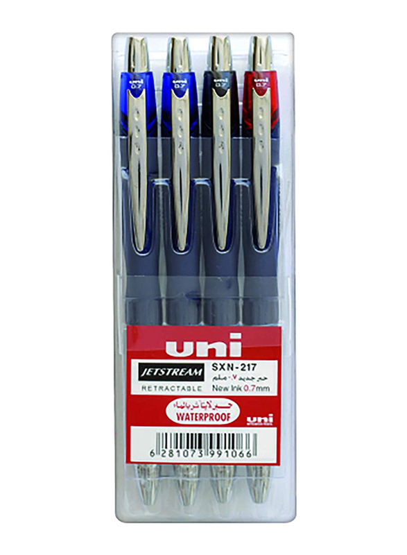Uniball 4-Piece Uni Jetstream Retractable Pen Set, Mi-SXN217-04C, Multicolor
