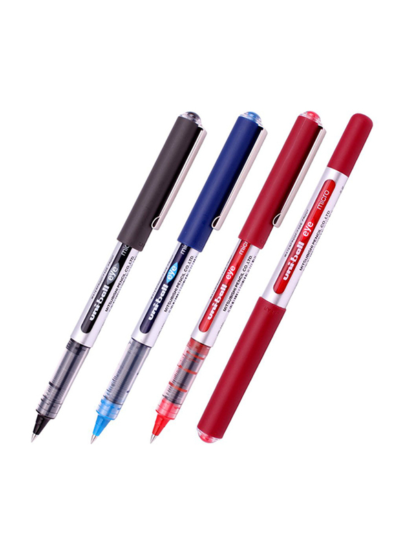 Uniball 12-Piece Eye Micro Rollerball Pen Set, 0.5mm, MI-UB150-BE-BK-RD-03, Black/Blue/Red