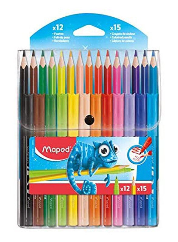 

Maped Pulse Combo Set, 15 Color Pencils with 12 Felt Tip, Multicolor