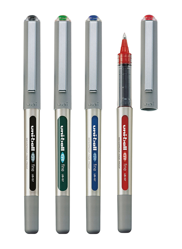 Uniball 4-Piece Eye Fine Rollerball Pen Set, 0.7mm, MI-UB157-04C, Multicolor