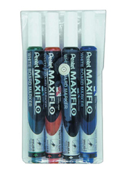 Pentel 4-Piece Maxiflo Dry Wipe Fine Chisel Point Marker Set, Assorted Color