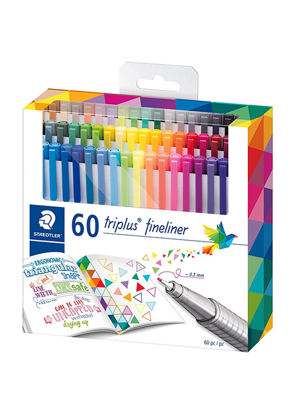 Staedtler 60-Piece Triplus Fineliner Color Pen Set, Multicolor