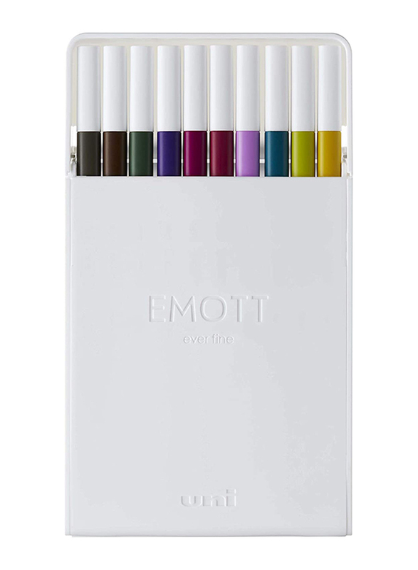 Uniball 10-Piece Emott Ever Fineliner Pen Set, 0.4mm, No.03, Multicolor