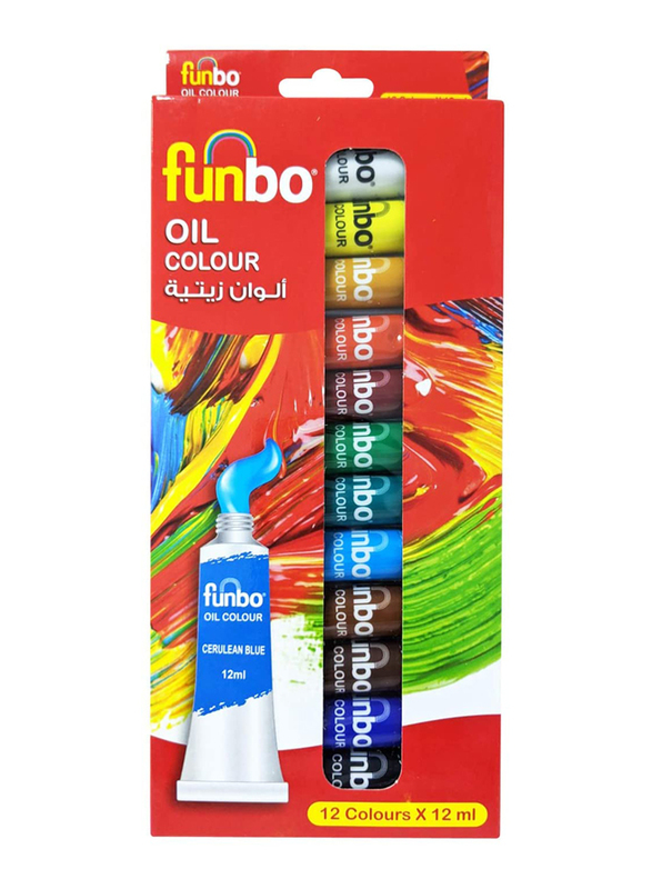 Funbo Oil Color Tube Set, 12 x 12ml, Multicolor