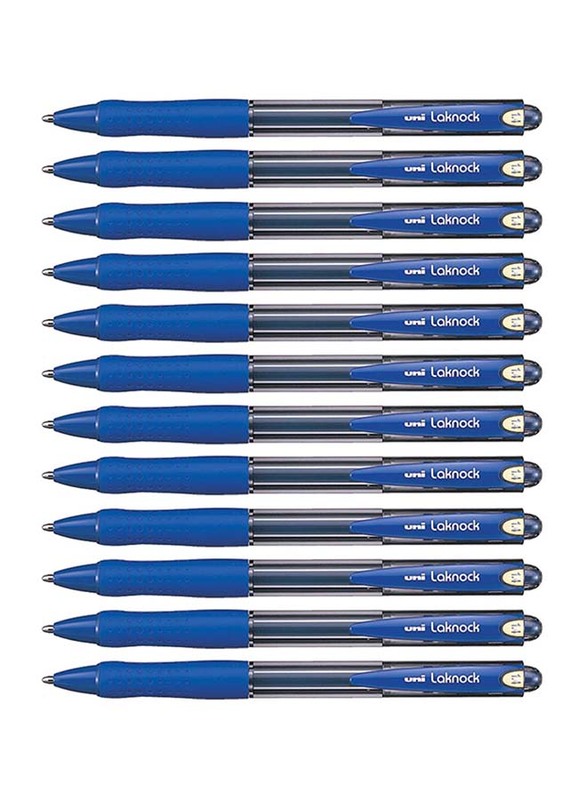 Uniball 12-Piece Laknock Retractable Ballpoint Pen Set, 1.4mm, Blue