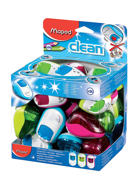 

Maped 24-Piece Clean 2 Hole Pencil Sharpener, 030211, Multicolor