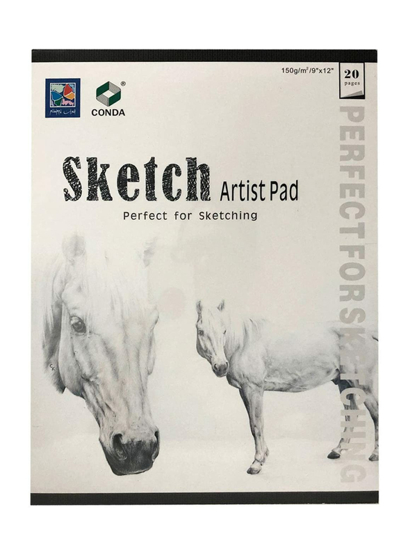 Conda Sketch Artist Pad, 150gsm, 9 x 12-inch, 20 Sheets, White