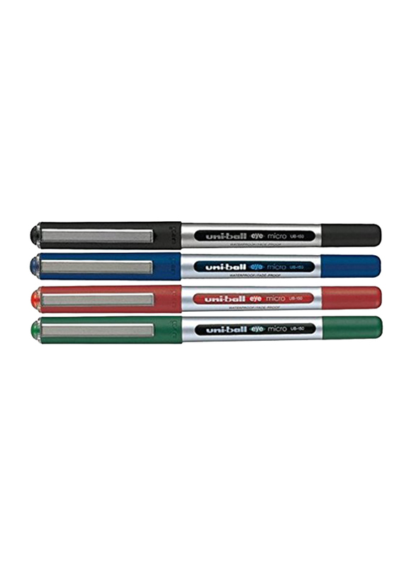 Uniball 4-Piece Liquid Ink Rollerball Pen Set, 0.5mm, Ub-150, Multicolor