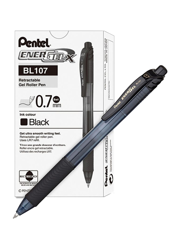 Pentel 12-Piece Energel X Retractable Rollerball Gel Pen Set, Black