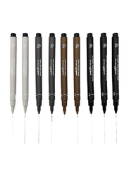 Uni Pin 9-Piece Fineliner Drawing Pen Set, 0.1-0.5mm, Multicolor