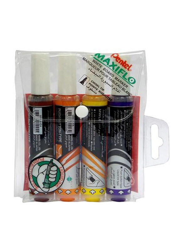 

Pentel 4-Piece Maxiflo Chl Wlt White Board Marker Set, PE-MWL6-04L, Multicolor