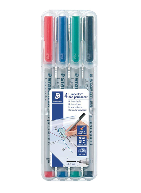 Staedtler Lumocolor Non-Permanent 316 WP4 Universal Pens, F, 4 Pieces, Multicolor