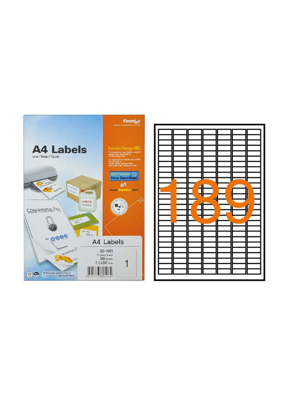 

Formtec FT-GS-1189 Labels, 25 x 10mm, 100 Sheet, Clear