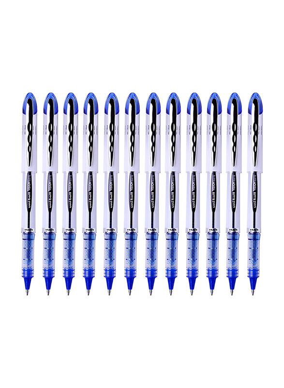 Uniball 12-Piece Vision Elite Medium Refillable Rollerball Pen Set, 0.8mm, UB-200, Blue