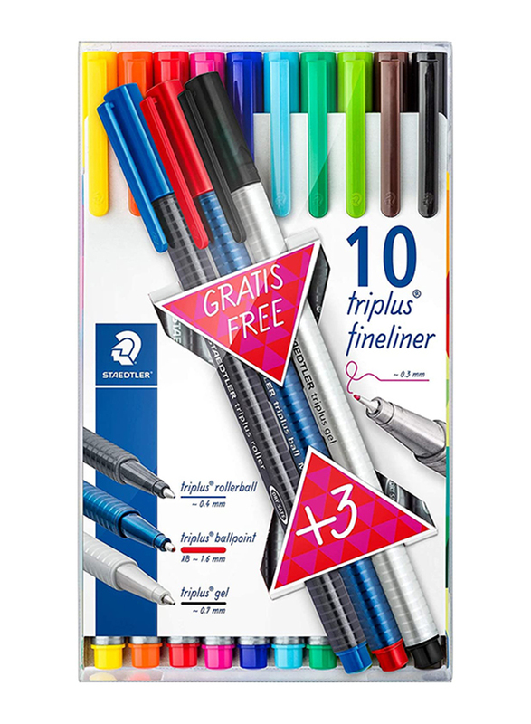 Staedtler 13-Piece Triplus Pen Set, Multicolor
