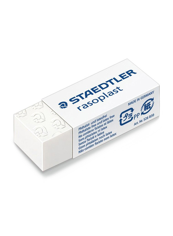 Staedtler Raso ST-526-B30 Plastic Eraser Box, 30 Pieces, White