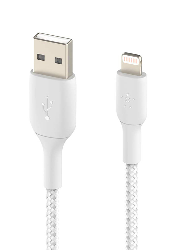 Belkin 3-Meters Premium Braided A-lTG Lightning Cable, USB Type A to Lightning for iPhone, iPad, AirPods, White