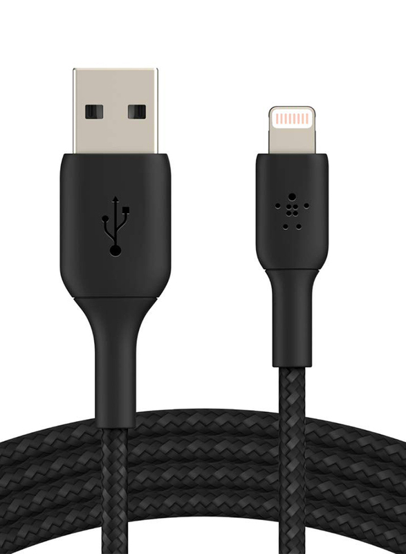 Belkin 3-Meters Premium Braided A-lTG Lightning Cable, USB Type A to Lightning for iPhone, iPad, AirPods, Black