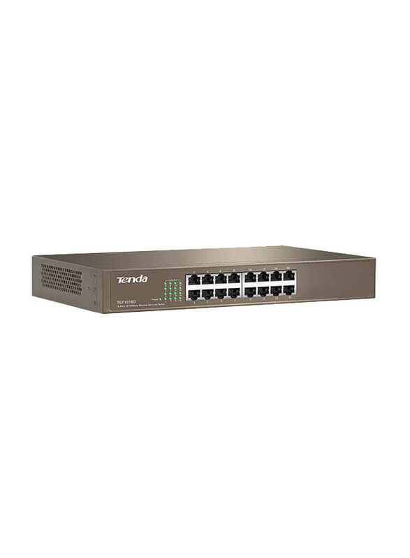 

Tenda 16-Port Fast Ethernet Desktop/Rackmount Switch, TEF1016D, Grey