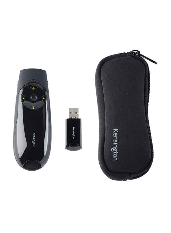 

Kensington Presenter Expert Wireless USB Presentation Clicker with Green Laser Pointer and Cursor Control, Black