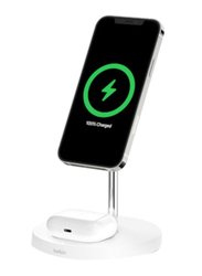 Belkin 2 In 1 Boost Charge Pro Magsafe Wireless Charger Stand, WIZ010MYWH, White