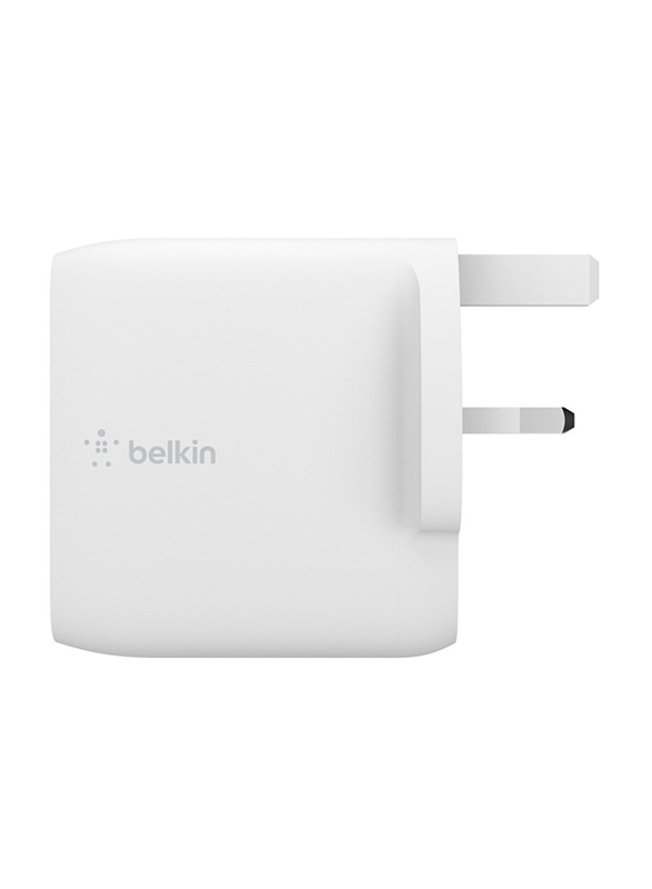 Belkin Dual USB-C PD GaN Fast Wall Charger, 63W, White