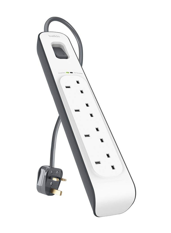 Belkin Surge 4 Outlet Strip with 2-Meter Cable, BSV400AF2M, Multicolour