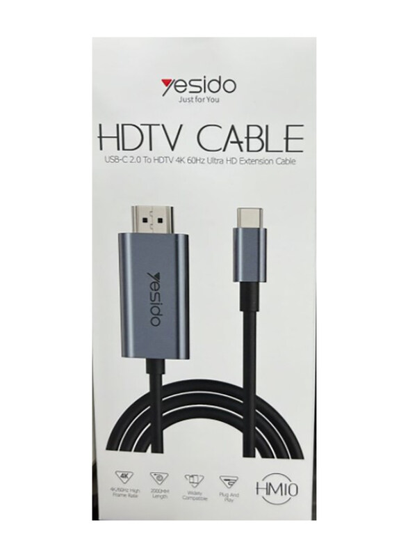 

Yesido HDTV 4K 60Hz Ultra HD Extension Cable, USB-C 2.0 to HDMI, HM10, Black