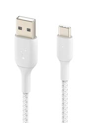 Belkin 2-Meters Premium Braided USB Type-C Cable, USB Type A to USB Type-C for Note10, S10, Pixel 4, iPad Pro, Nintendo Switch and more, White