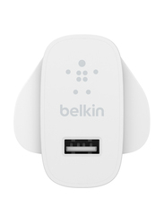 Belkin Dual Port Wall Charger with 1m Type-A to Lightning Cable, 2.4Amp, 12W, White