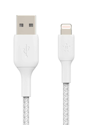 Belkin 2-Meters Premium Braided A-lTG Lightning Cable, USB Type A to Lightning for iPhone, iPad, AirPods, White