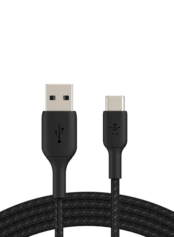Belkin 2-Meters USB Cable, USB Type-C to USB Type A, Braided Cord for Samsung/Pixel/iPad Pro/Nintendo Switch, Black