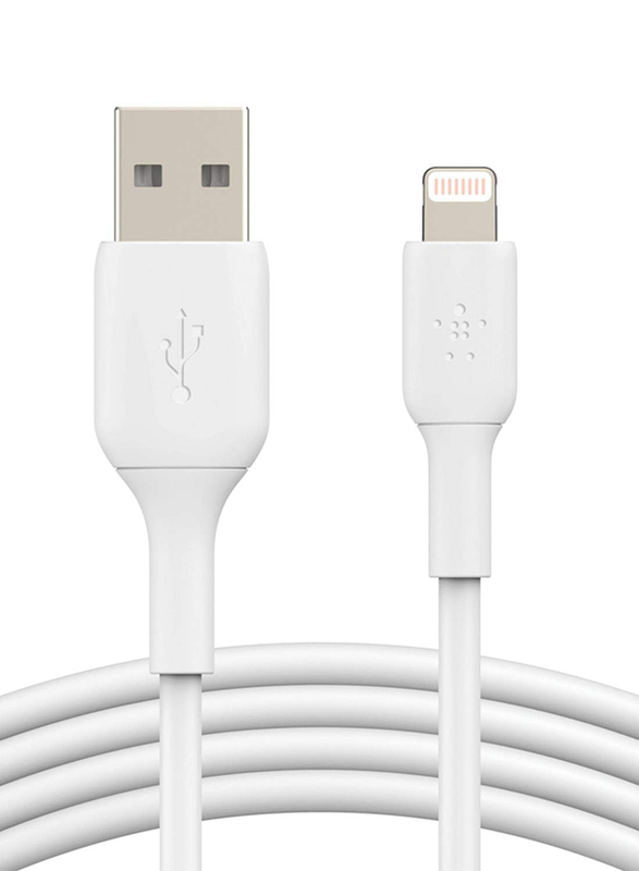 Belkin 2-Meters PVC A-lTG Lightning Cable, USB Type A to Lightning for iPhone, iPad, AirPods, White