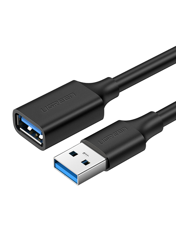 Ugreen 2-Meter USB 3.0 Extension Male Cable, USB Type A Male to USB Type A Female, Black/Silver